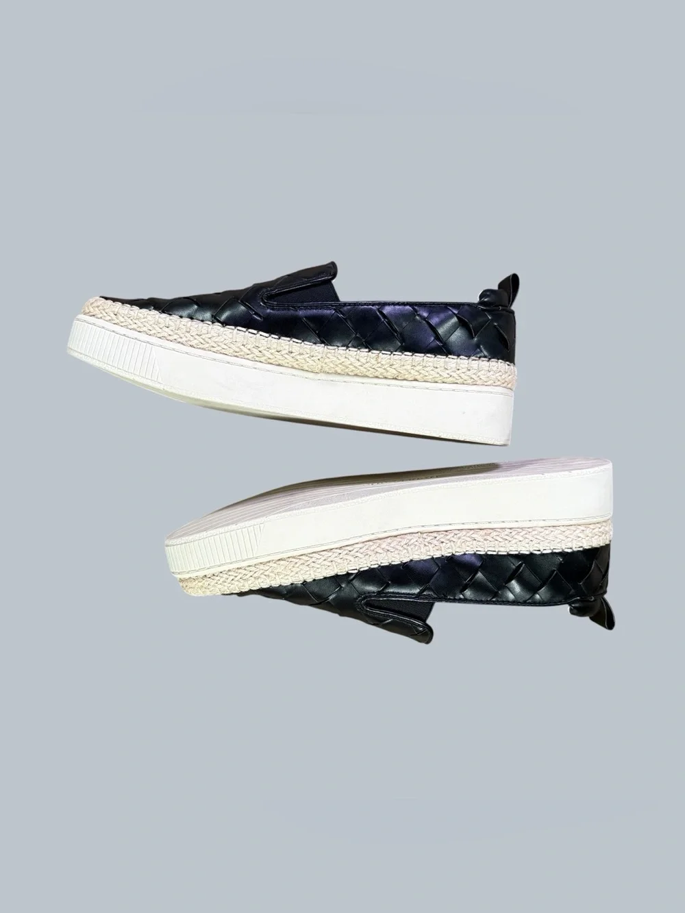 Franco Sarto Woven Black Platform Espadrille Slip On Sneakers Women’s 8M